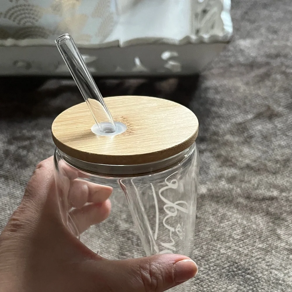 Glass Tumbler with Straw - Bride Design